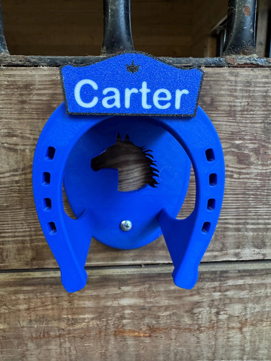 Custom Plastic Horse Bridle Halter Rack Holder with Nameplate