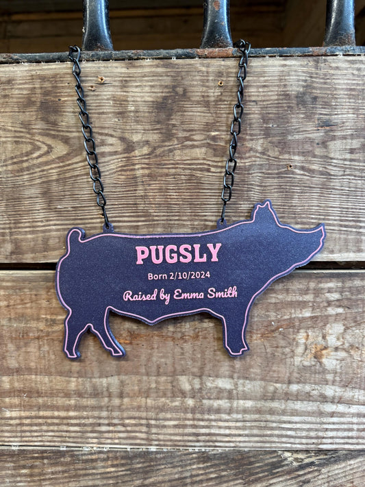 Personalized Pig Stall Sign Farm Fair Stall Plaque Custom Pig Stall Sign Sow Child Gift Farm Fair Display Gift
