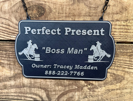 Small Personalized Horse Stall Sign or Plaque - Gift for Horse Owner, Equestrian or Horse Trainer- Custom Horse Stall Sign Custom Fair Sign