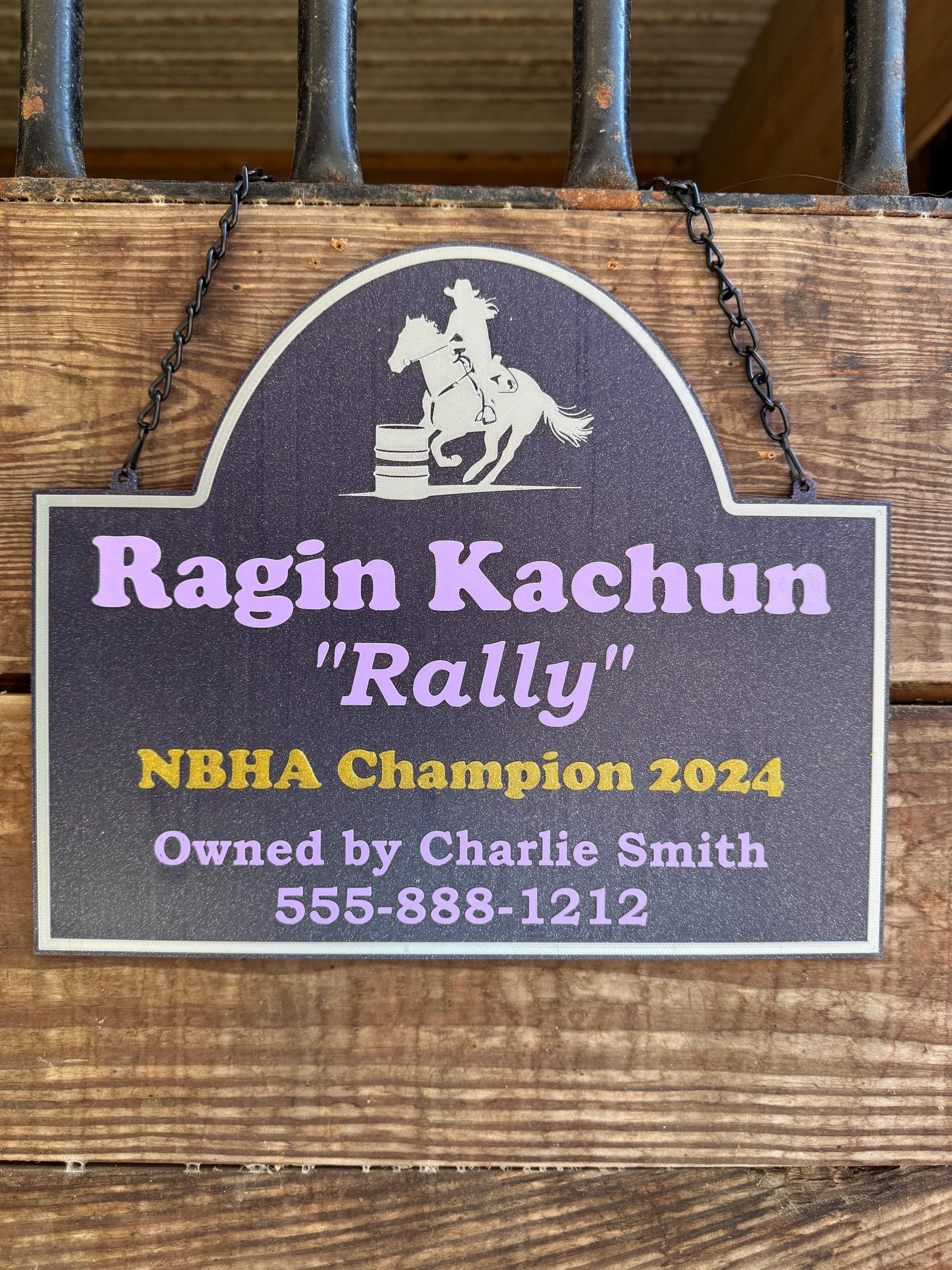 XXL Personalized Horse Stall Sign or Plaque - Gift for Horse Owner, Equestrian or Horse Trainer- Custom Horse Stall Sign Custom Fair Sign