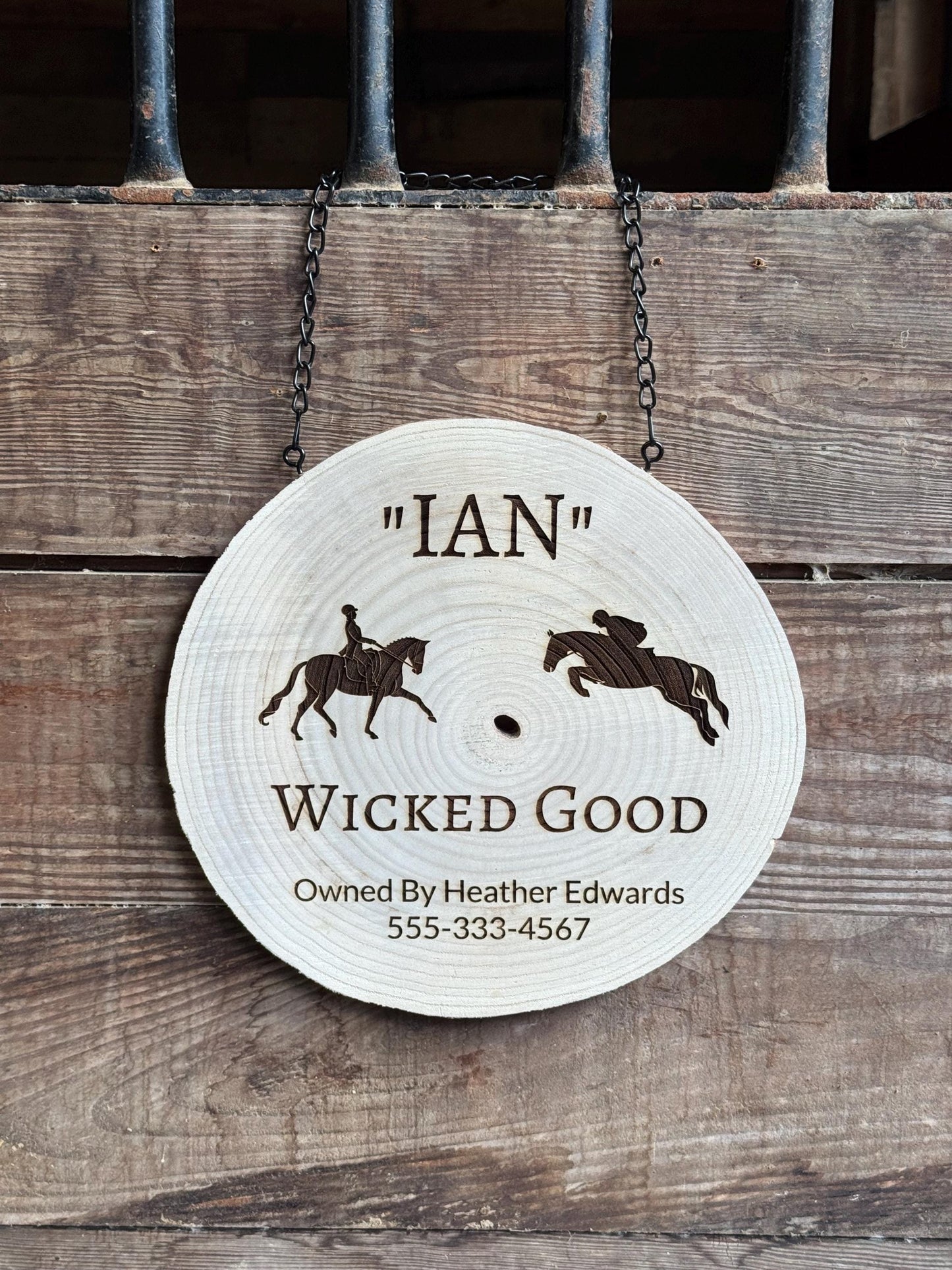 Personalized Horse Stall Sign Live Edge Wood - Gift for Horse Owner, Equestrian Horse Trainer Custom Stall Sign Custom Fair Sign for 4-H FFA
