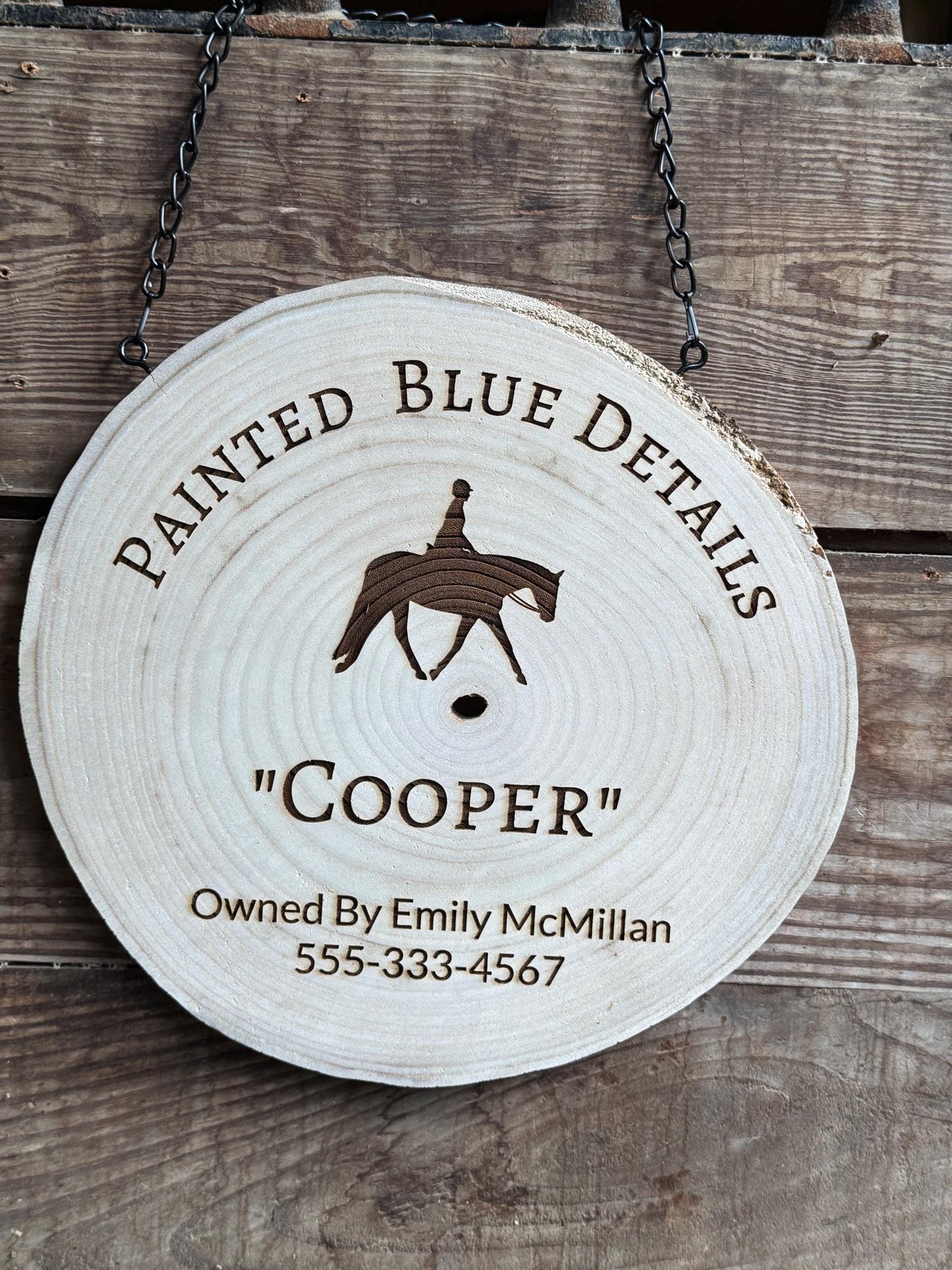 Personalized Horse Stall Sign Live Edge Wood - Gift for Horse Owner, Equestrian Horse Trainer Custom Stall Sign Custom Fair Sign for 4-H FFA