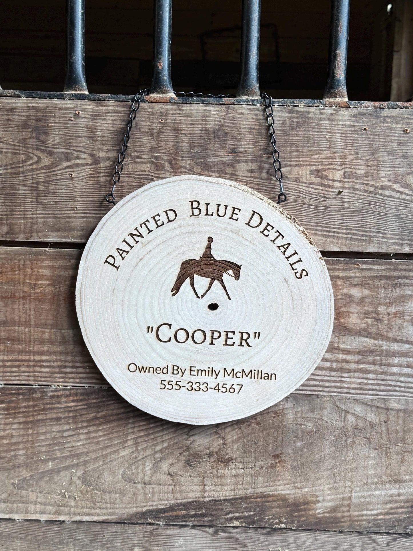 Personalized Horse Stall Sign Live Edge Wood - Gift for Horse Owner, Equestrian Horse Trainer Custom Stall Sign Custom Fair Sign for 4-H FFA
