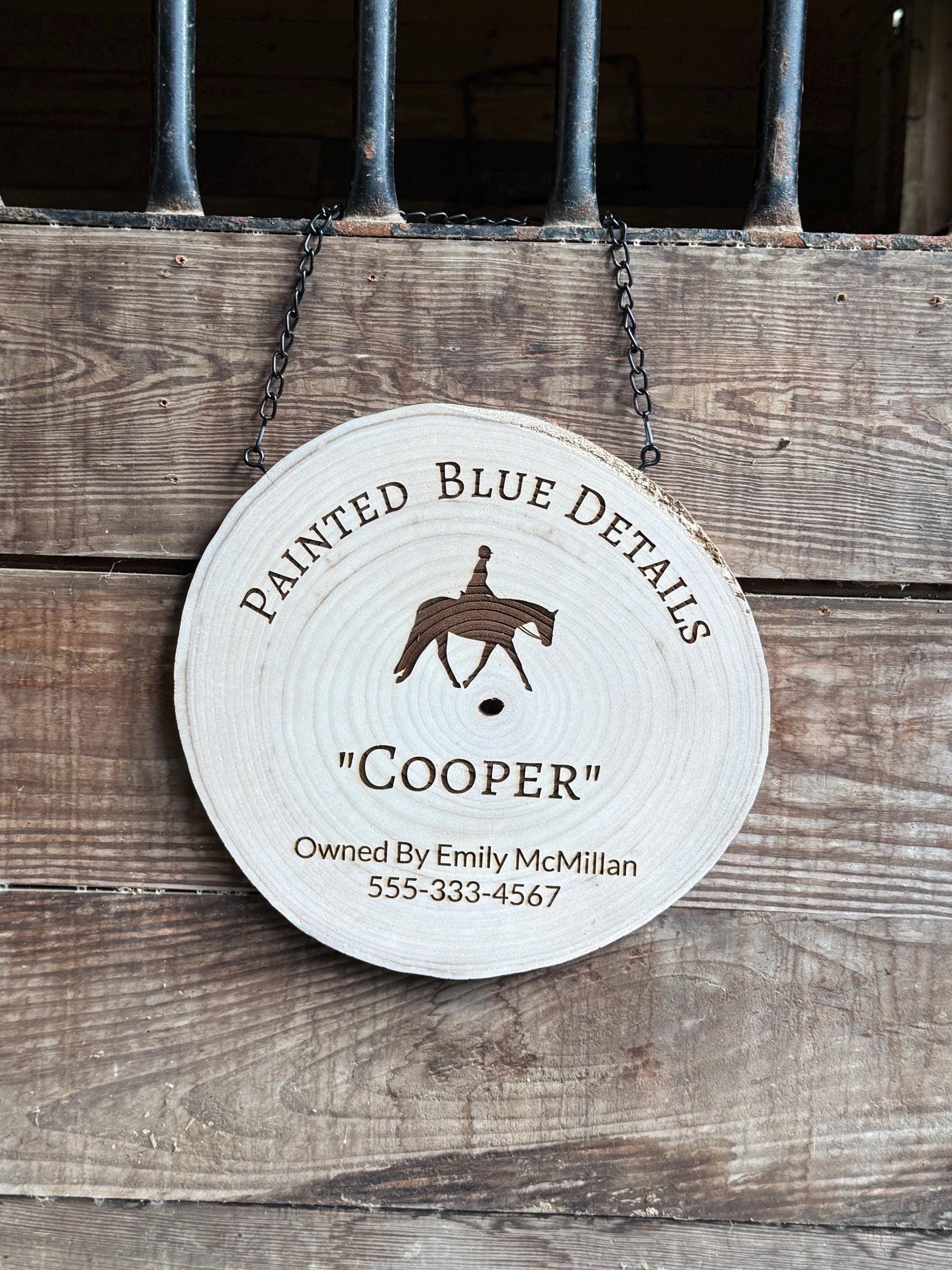 Personalized Horse Stall Sign Live Edge Wood - Gift for Horse Owner, Equestrian Horse Trainer Custom Stall Sign Custom Fair Sign for 4-H FFA