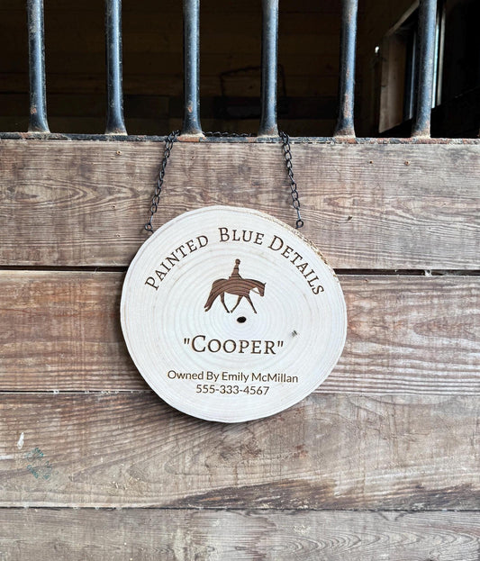 Personalized Horse Stall Sign Live Edge Wood - Gift for Horse Owner, Equestrian Horse Trainer Custom Stall Sign Custom Fair Sign for 4-H FFA