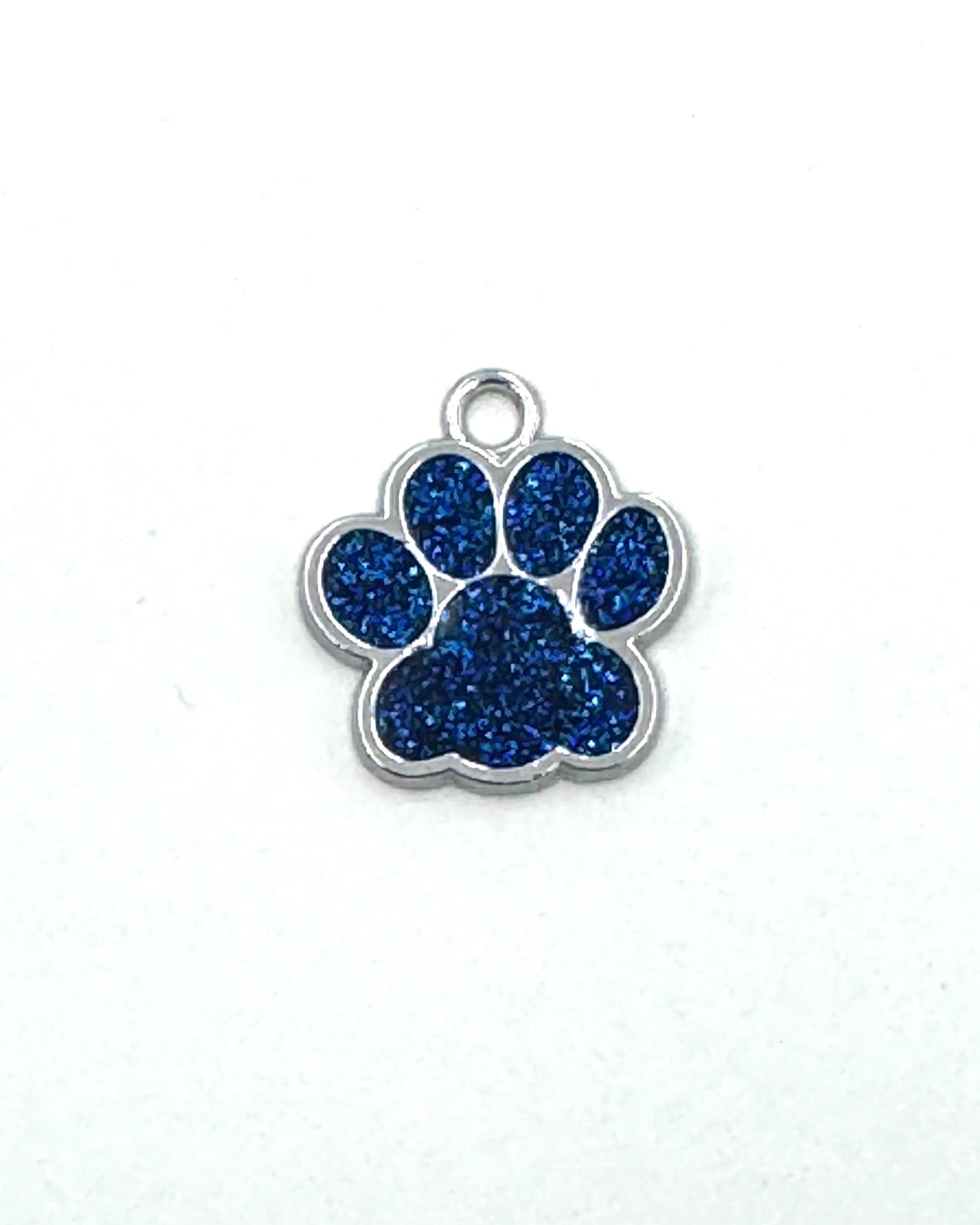 Small Personalized Crystal Metal Dog Paw Tag with Split Ring for Dog Collar or Harness