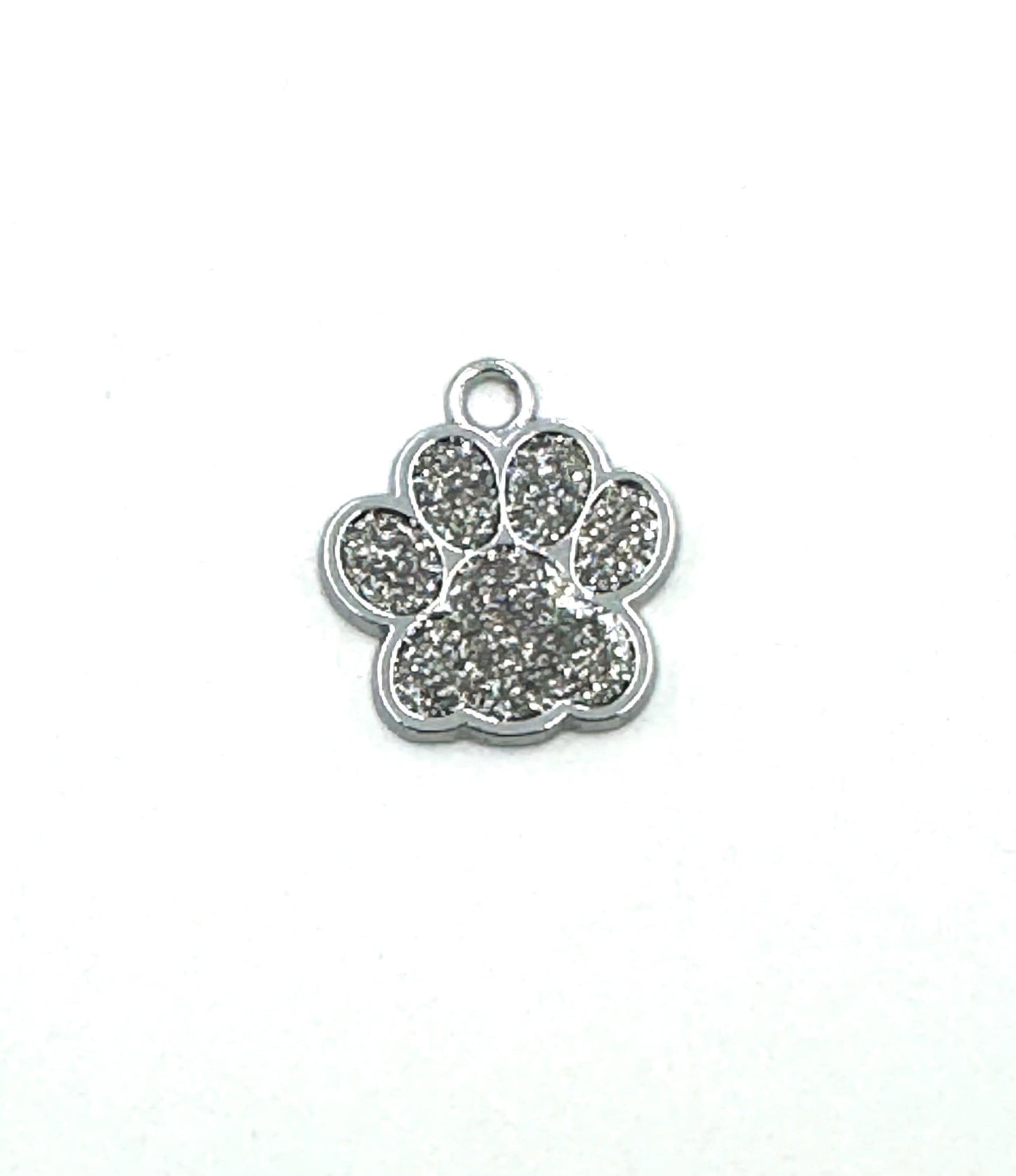 Small Personalized Crystal Metal Dog Paw Tag with Split Ring for Dog Collar or Harness