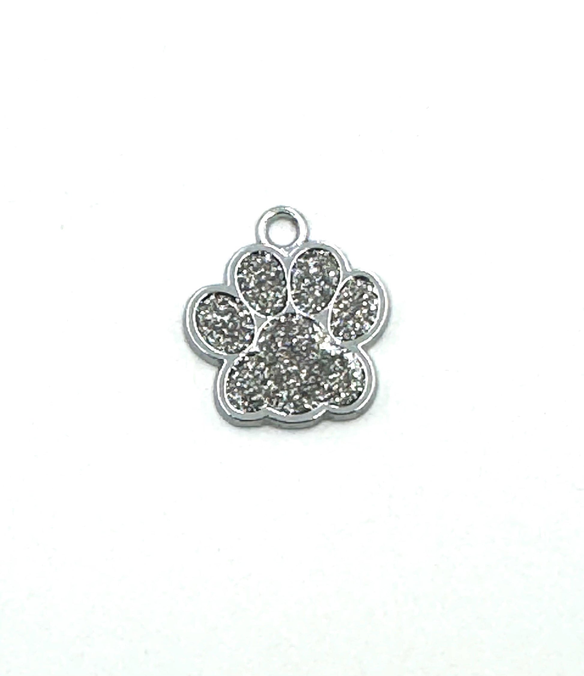 Small Personalized Crystal Metal Dog Paw Tag with Split Ring for Dog Collar or Harness