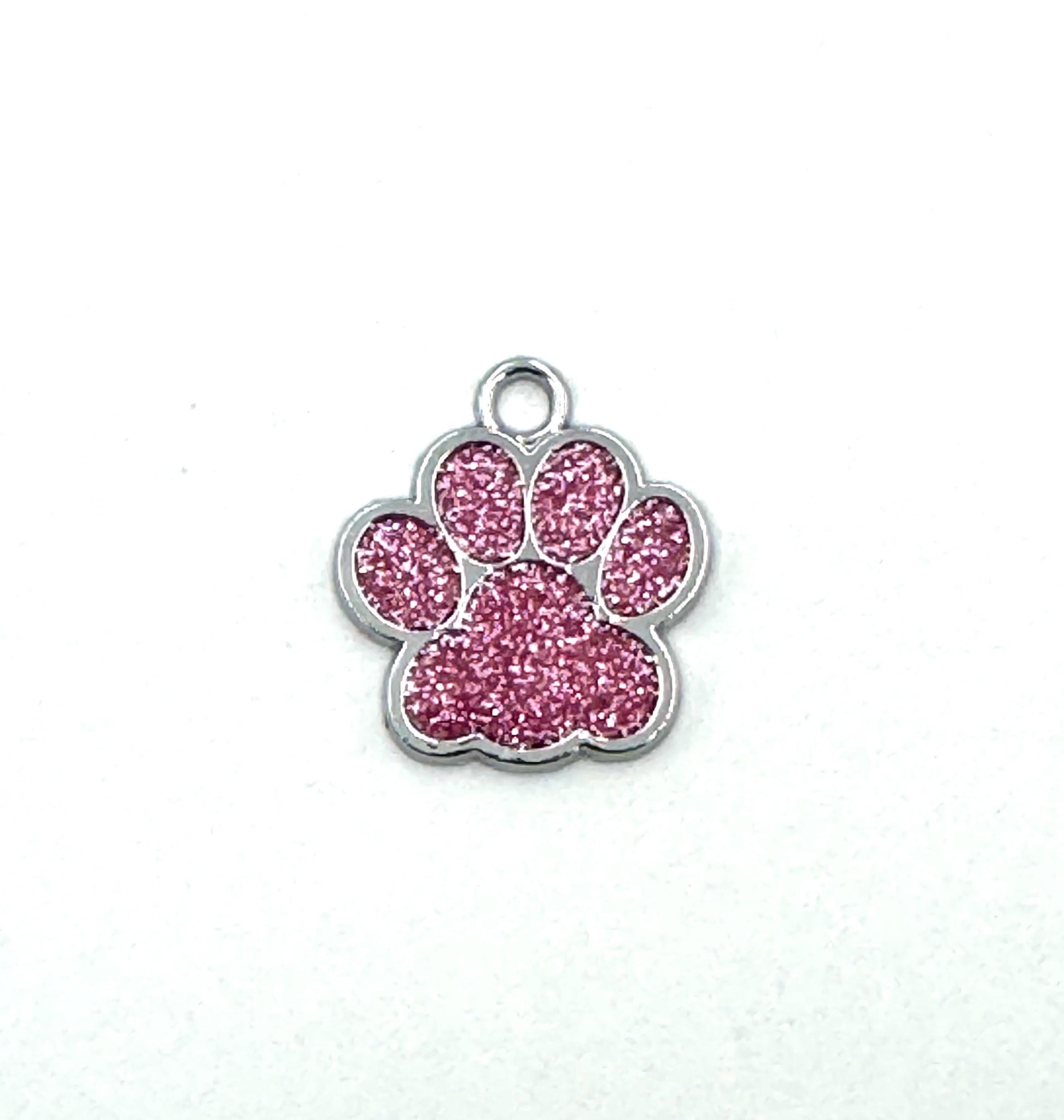 Small Personalized Crystal Metal Dog Paw Tag with Split Ring for Dog Collar or Harness