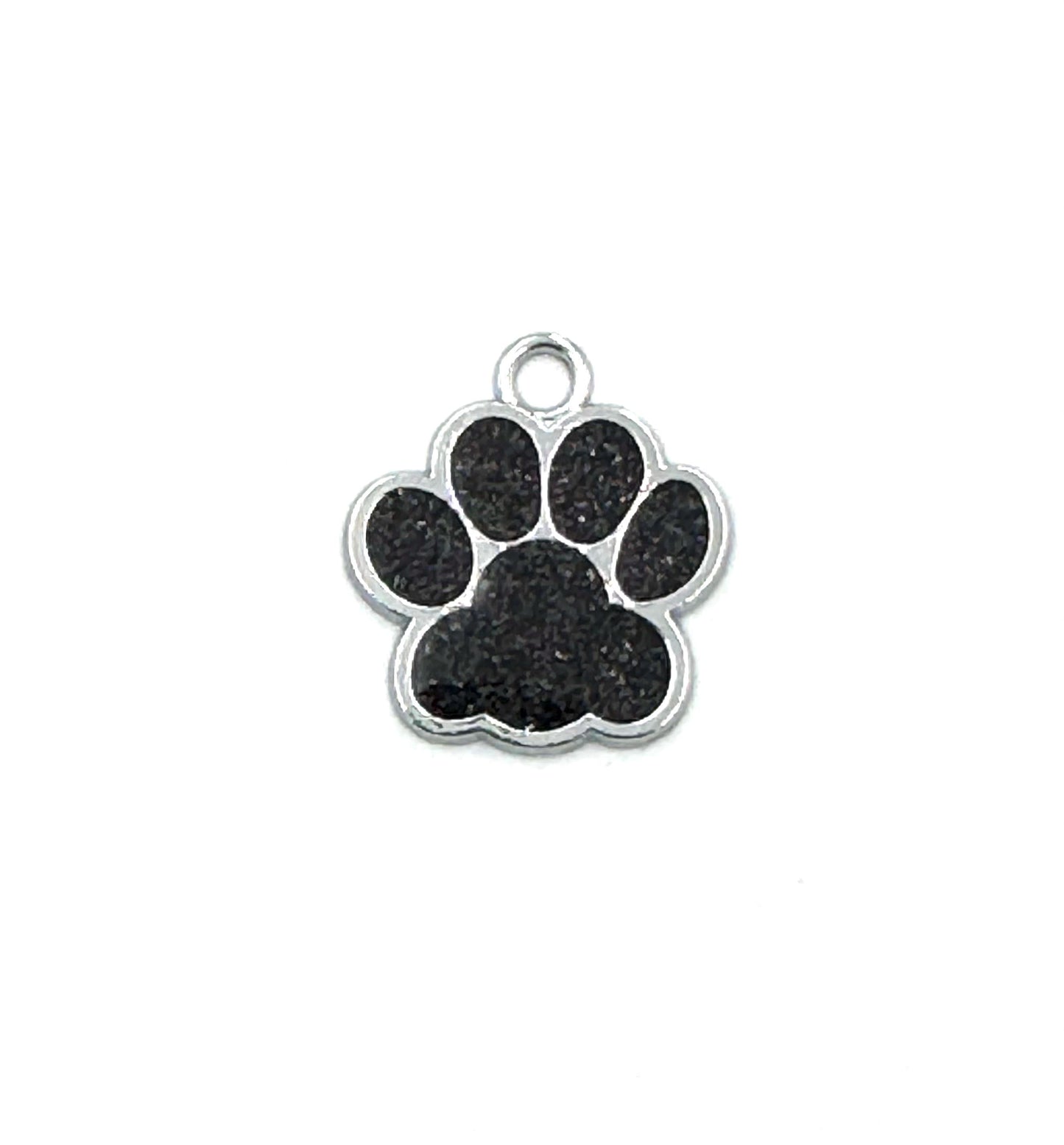 Small Personalized Crystal Metal Dog Paw Tag with Split Ring for Dog Collar or Harness