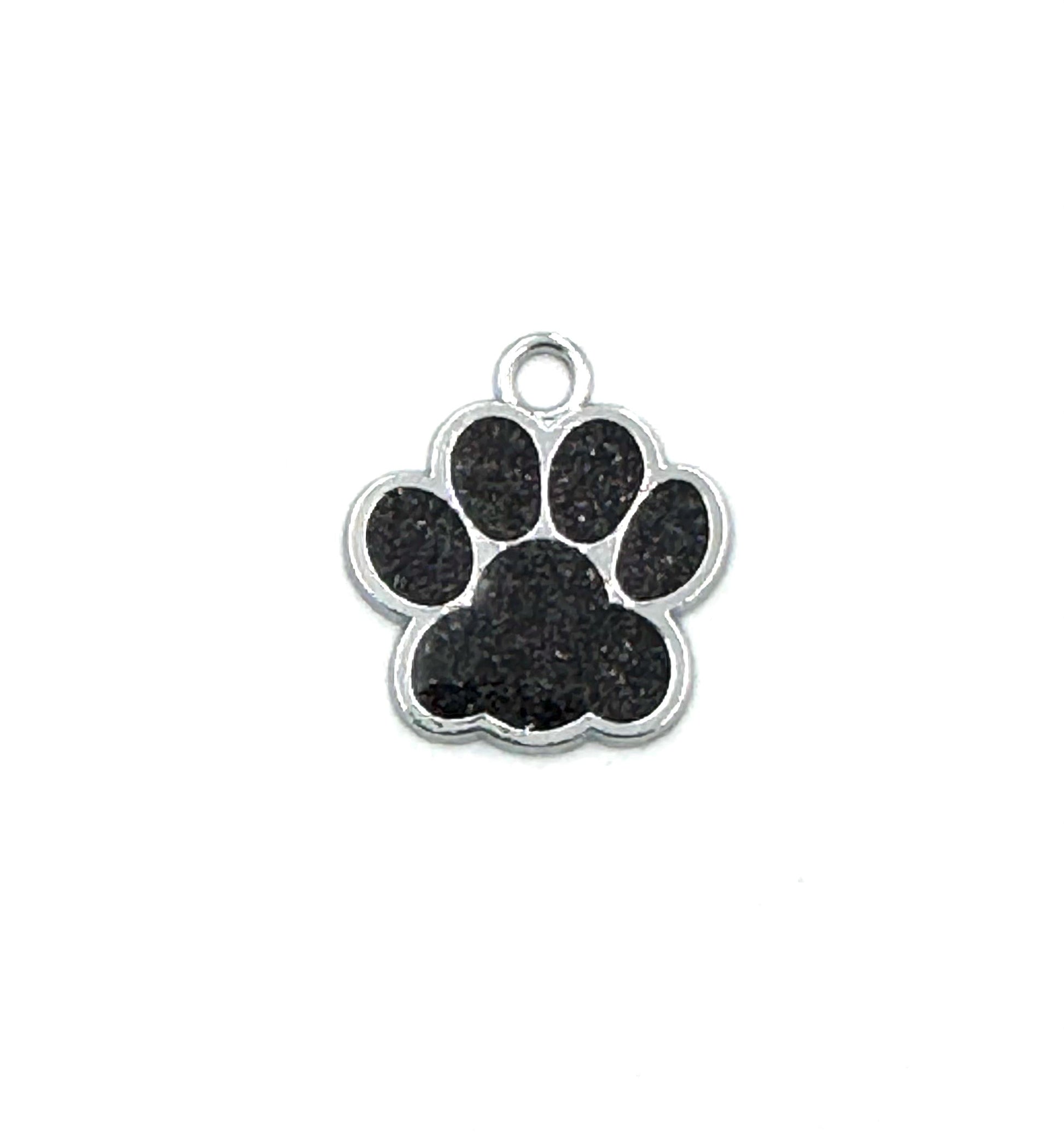 Small Personalized Crystal Metal Dog Paw Tag with Split Ring for Dog Collar or Harness