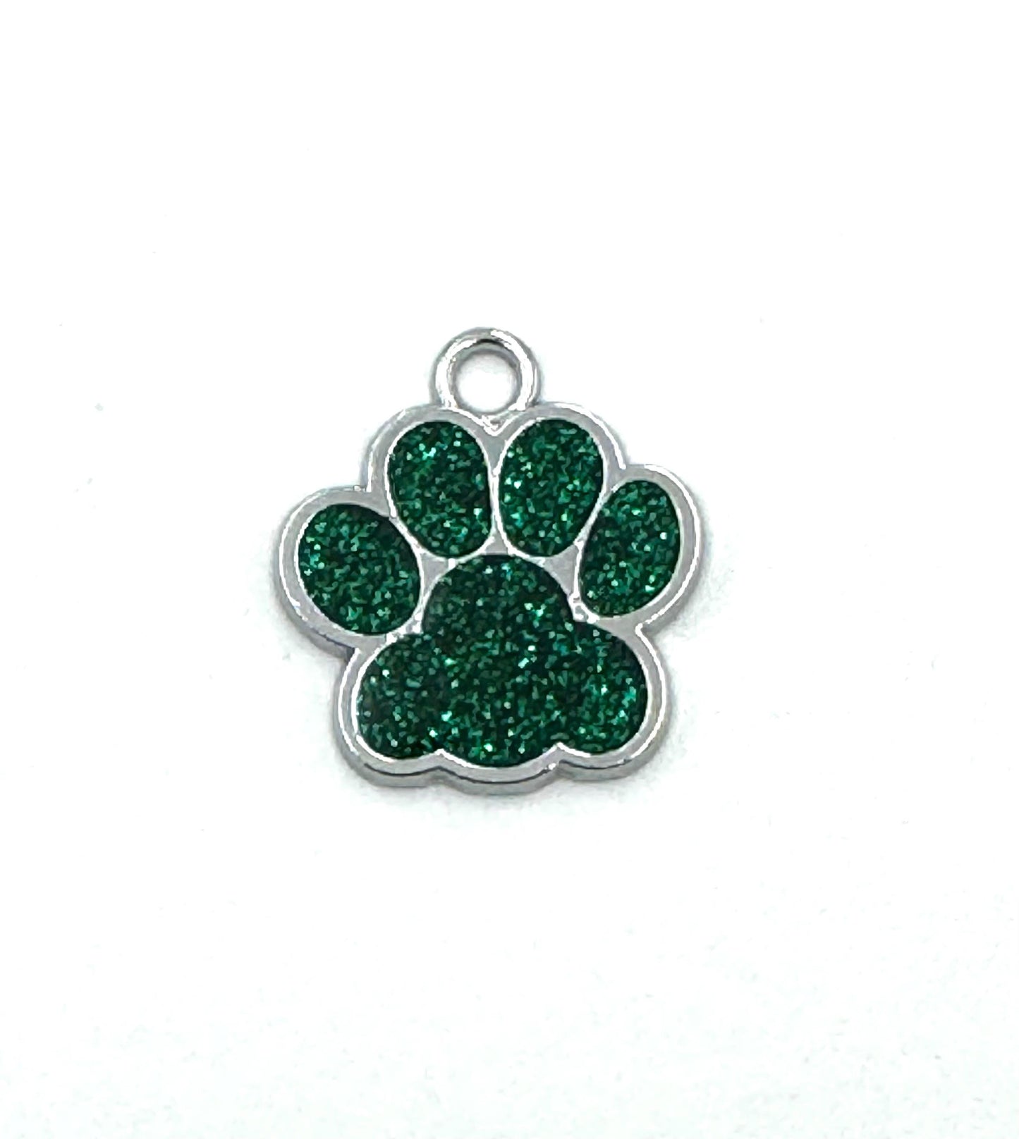 Small Personalized Crystal Metal Dog Paw Tag with Split Ring for Dog Collar or Harness