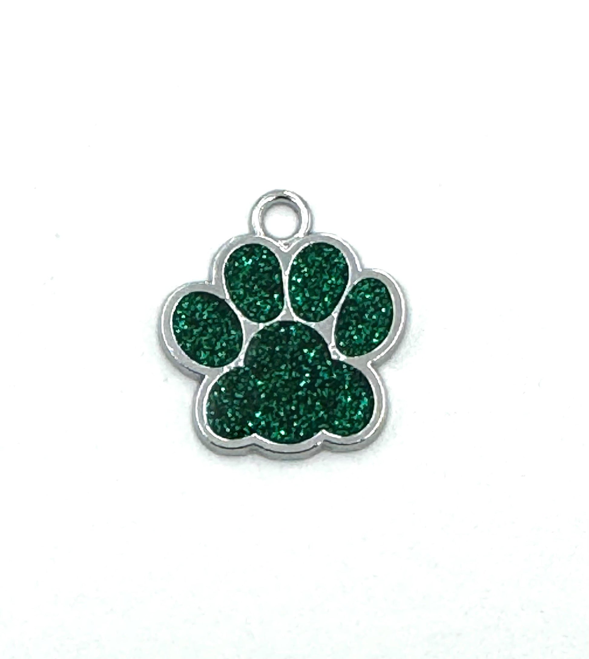 Small Personalized Crystal Metal Dog Paw Tag with Split Ring for Dog Collar or Harness