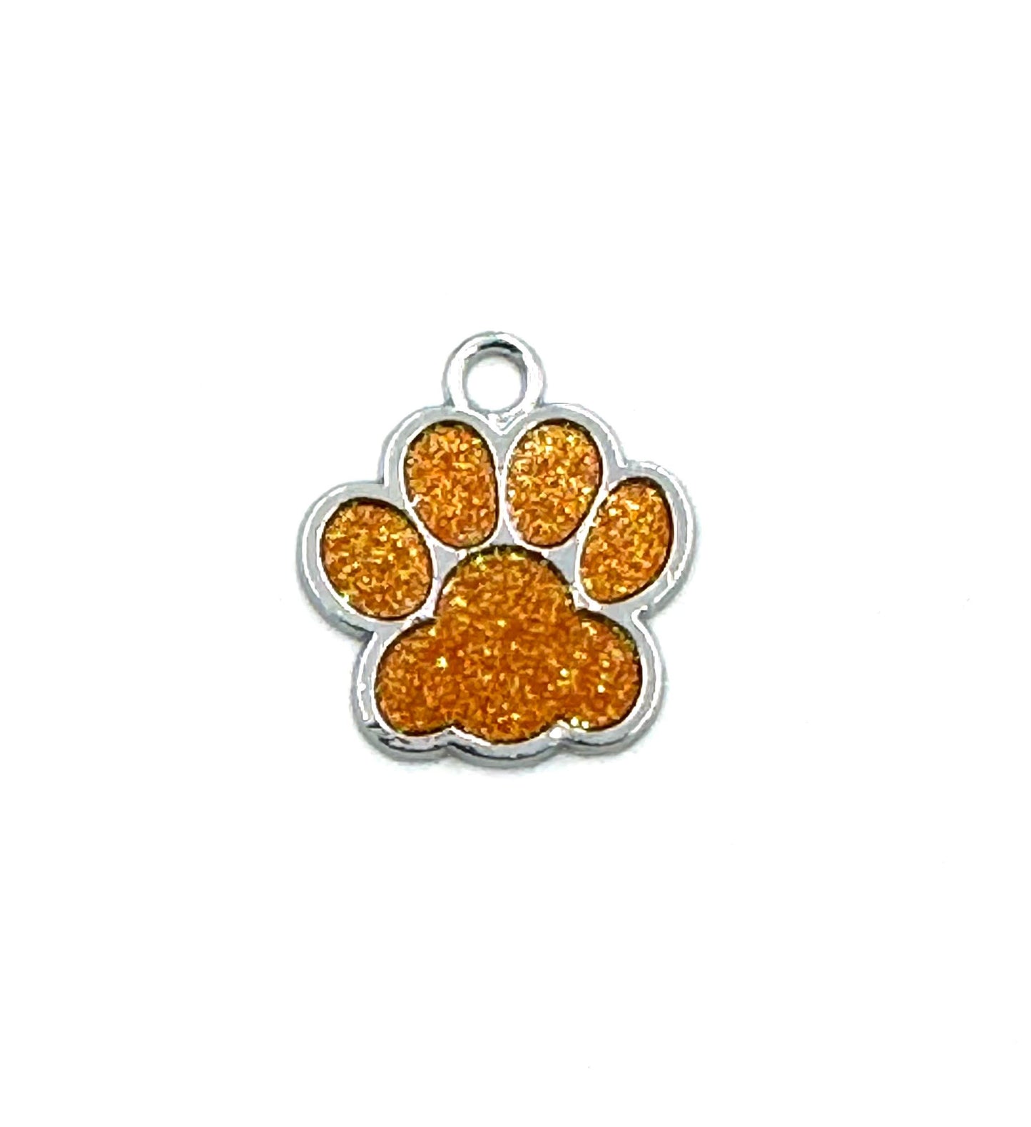 Small Personalized Crystal Metal Dog Paw Tag with Split Ring for Dog Collar or Harness