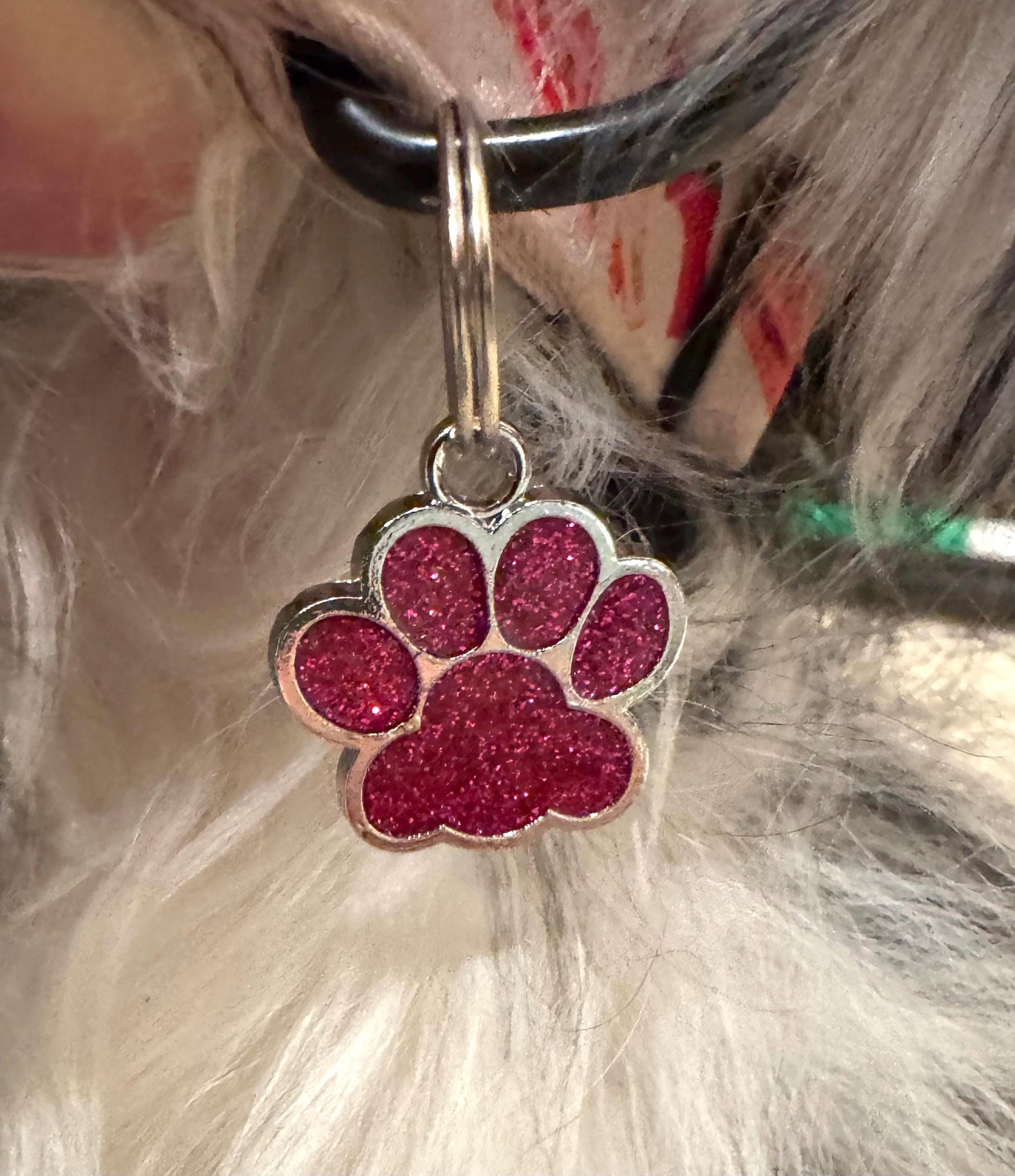 Personalized Crystal Metal Dog Bone Tag with Split Ring for Dog Collar or Harness
