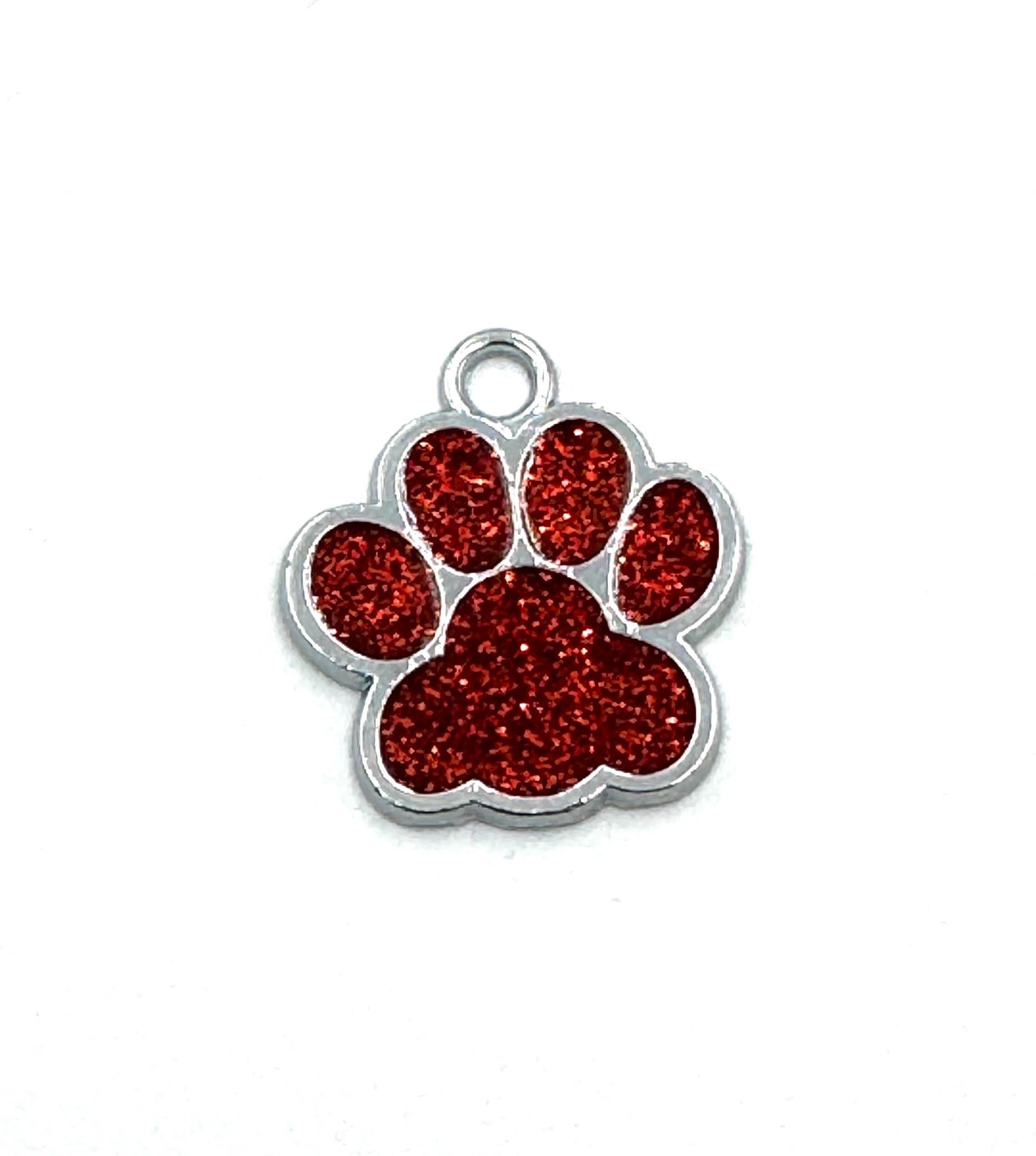 Small Personalized Crystal Metal Dog Paw Tag with Split Ring for Dog Collar or Harness