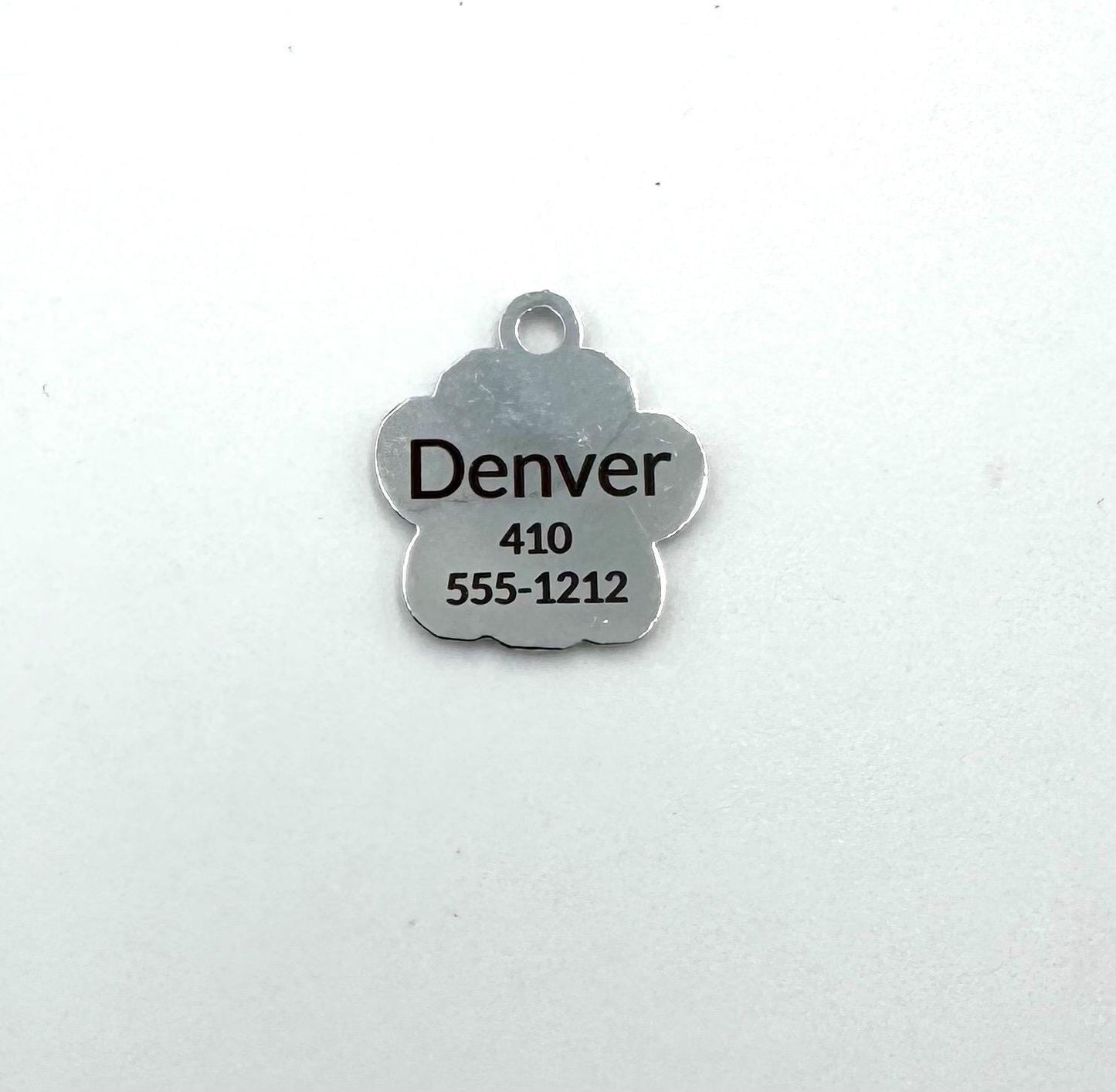 Personalized Crystal Metal Dog Bone Tag with Split Ring for Dog Collar or Harness