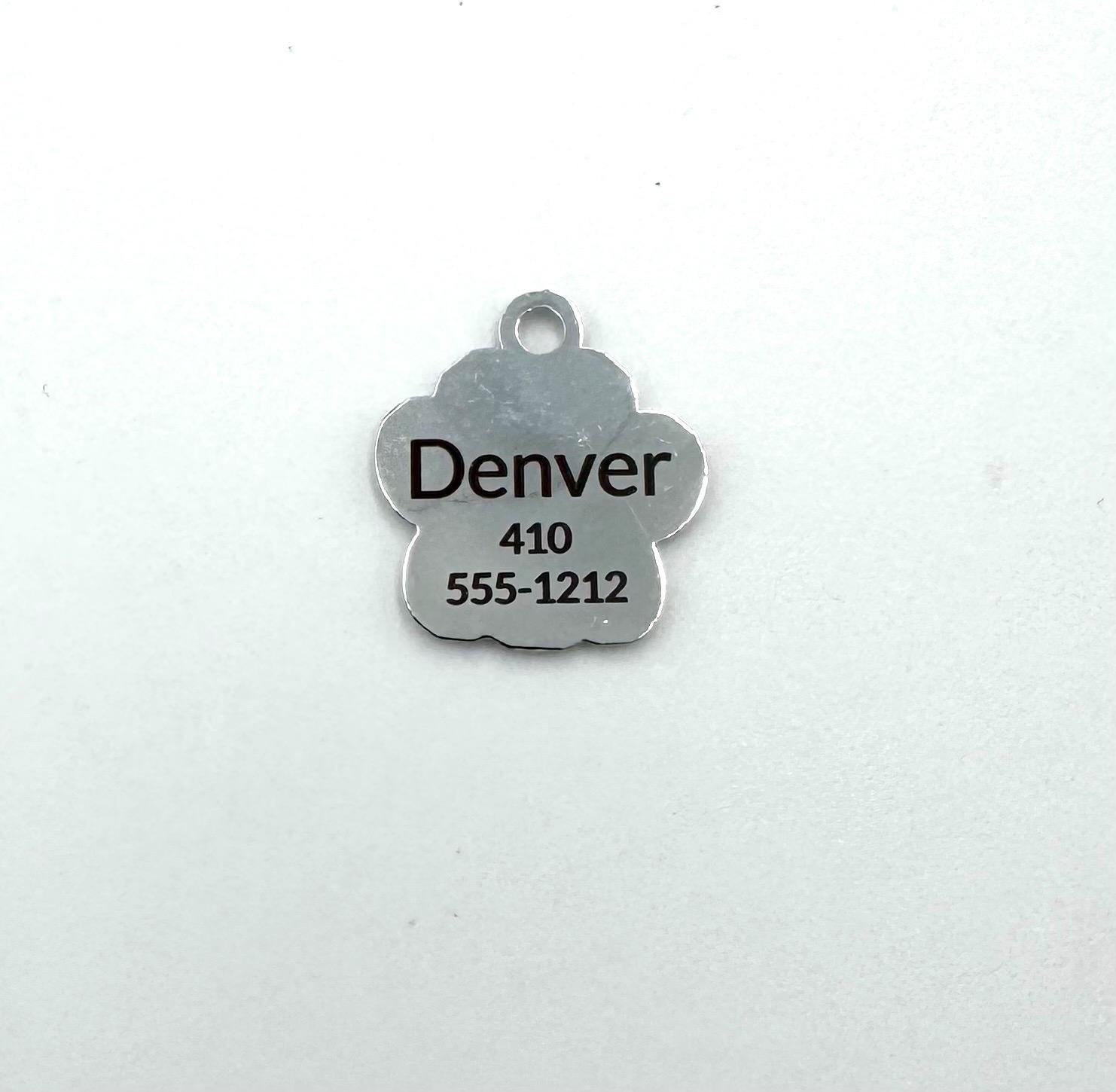 Personalized Crystal Metal Dog Bone Tag with Split Ring for Dog Collar or Harness