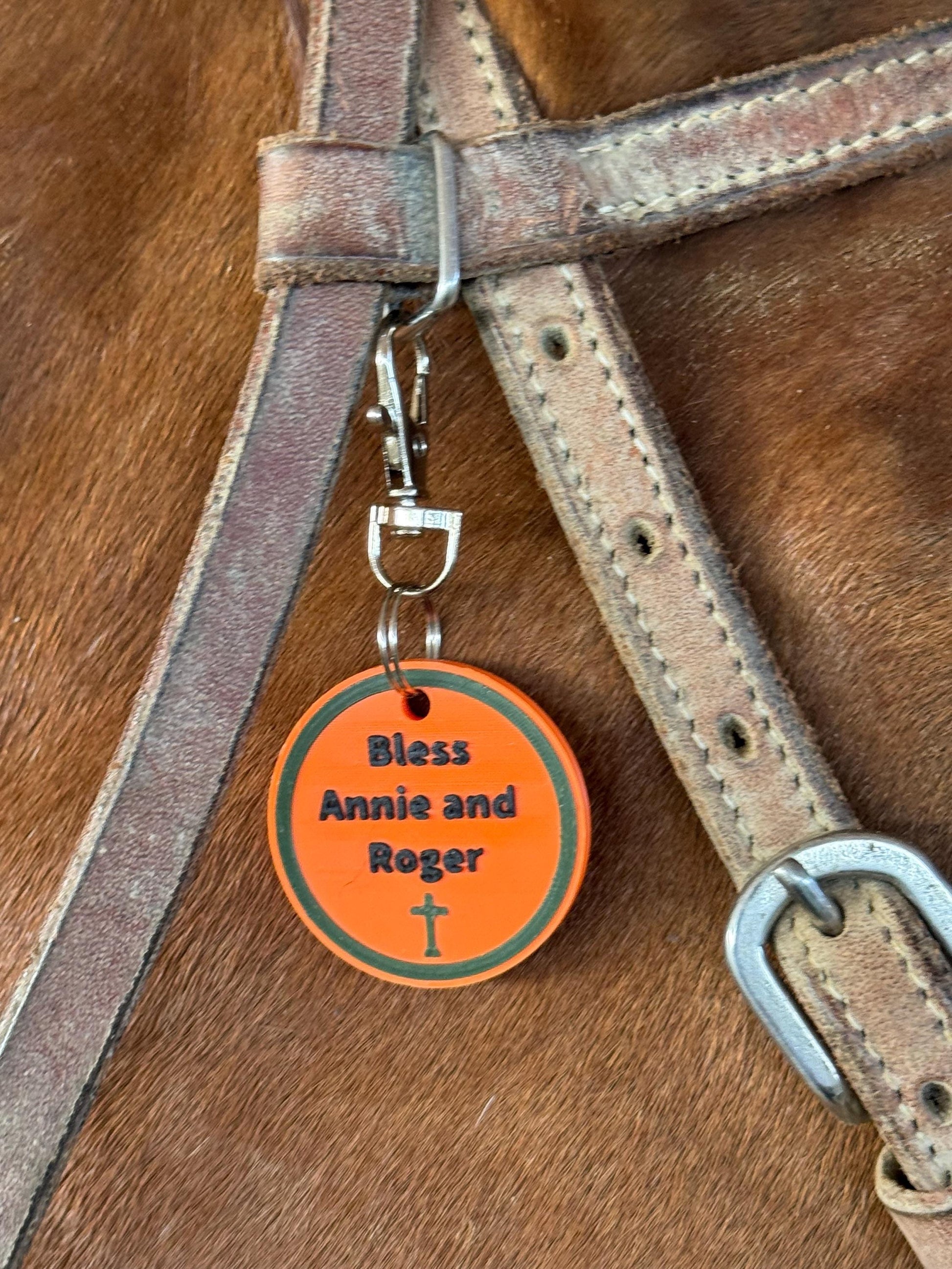 Plastic and Metal Horse Bridle, Saddle or Equipment Tag for Equestrian or Horse Gift, Custom Bridle Tag