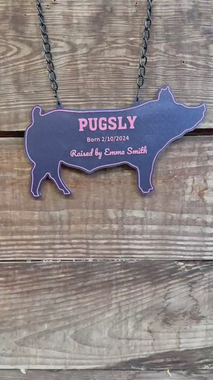 Personalized Pig Stall Sign Farm Fair Stall Plaque Custom Pig Stall Sign Sow Child Gift Farm Fair Display Gift
