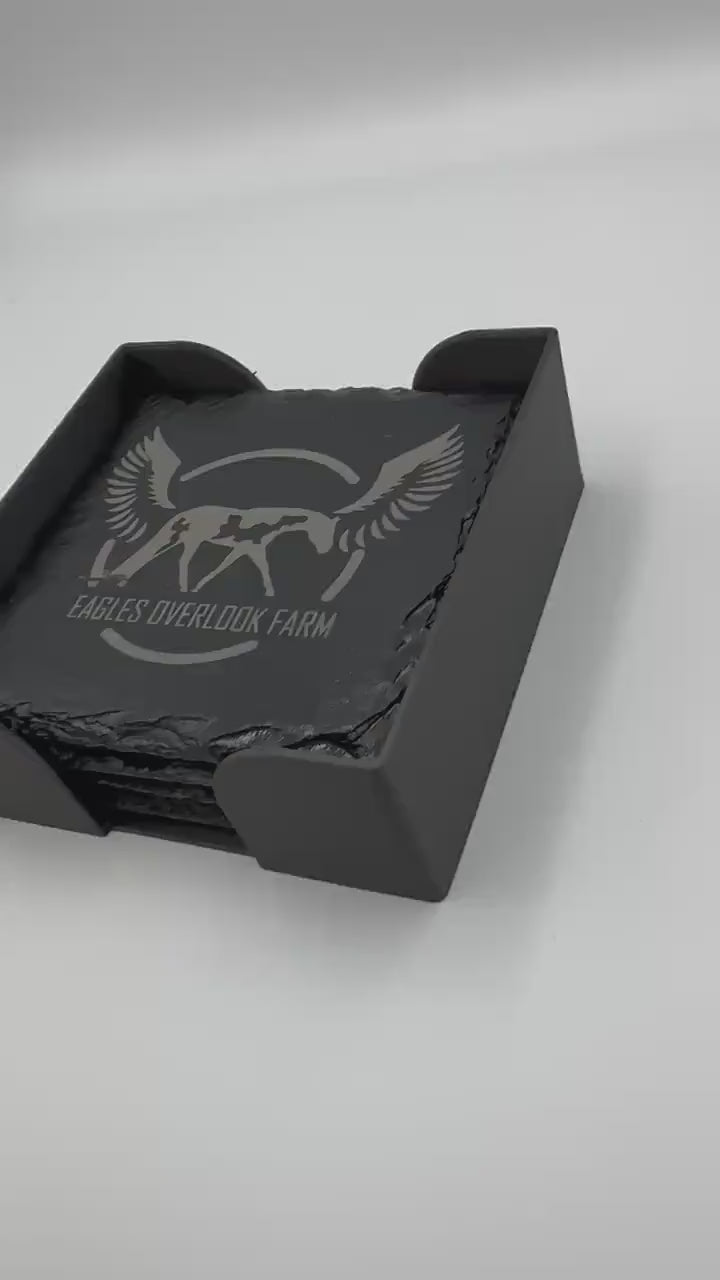 Customizable Slate 4” Drink Coasters with Holder Drink Coasters Horse Themed Drink Coasters Slate Coaster Rock Coaster