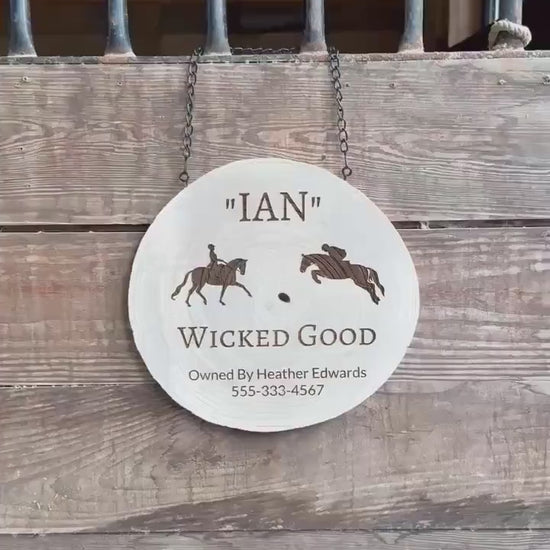 Personalized Horse Stall Sign Live Edge Wood - Gift for Horse Owner, Equestrian Horse Trainer Custom Stall Sign Custom Fair Sign for 4-H FFA
