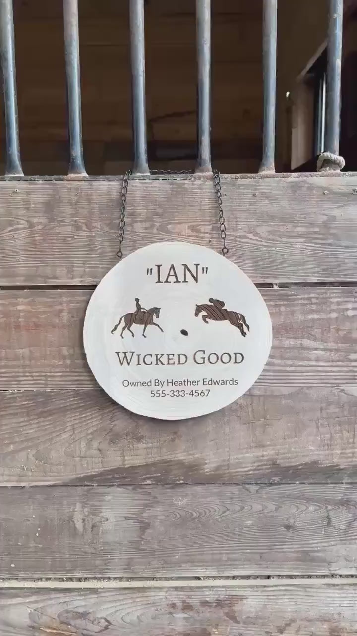 Personalized Horse Stall Sign Live Edge Wood - Gift for Horse Owner, Equestrian Horse Trainer Custom Stall Sign Custom Fair Sign for 4-H FFA